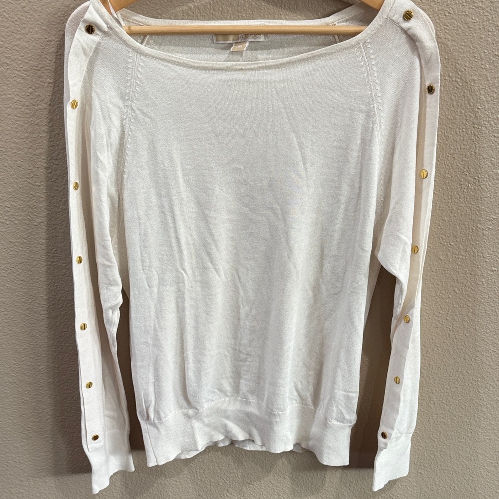 Michael Kors White Sweater with Gold Accents